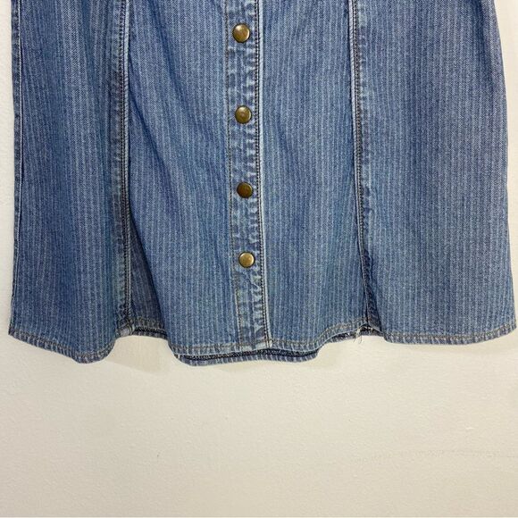 Vtg 90s Y2K  Womens Denim Midi Skirt Size 4 Buttoned Down Striped Hippie Western - Picture 12 of 14